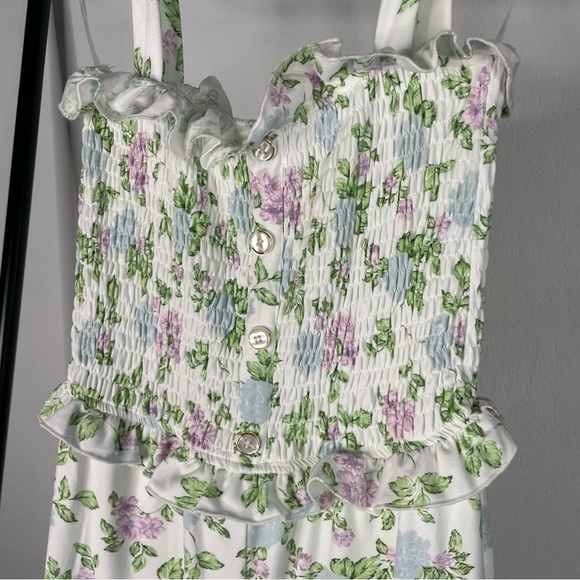 Laura Ashley Girls White Smocked Floral Romper - Picture 2 of 7